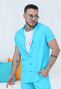 Camisa Viscose Azul Piscina