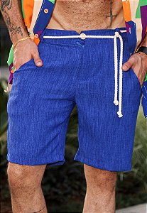 Shorts Linho Cordão Azul Royal