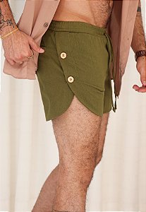 Mini Shorts Linho Verde Militar