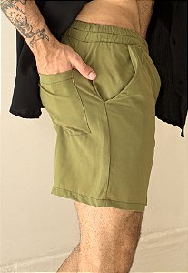 Shorts Viscose Verde Musgo