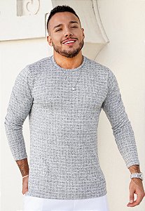 Suéter Lã Quadriculado Prata