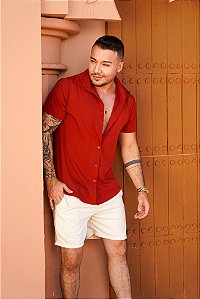Camisa Canelada Poliamida Terracota