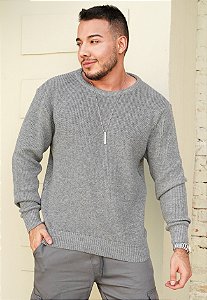 Suéter Tricot Cinza Mescla
