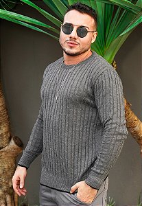 Suéter Tricot Texturizado Grafite