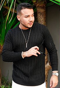Suéter Tricot Texturizado Preto