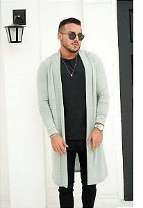 Cardigan Sobretudo Lã Cinza