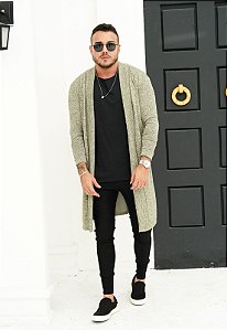 Cardigan Sobretudo Lã Bege