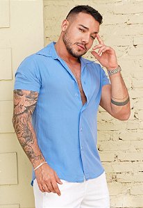 Camisa Viscose Azul Celeste