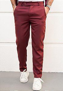 Calça Alfaiataria Italiana Vermelho Bordô