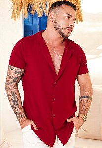 Camisa Gola Cubana Marsala