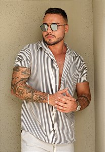 Camisa Listrada Cinza