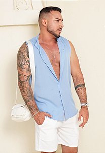 Colete Viscolinho Azul Bebê