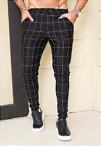 Calça Skinny Xadrez Preta