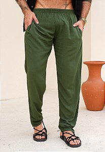 Calça Viscose Verde Militar