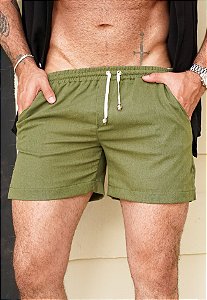 Mini Shorts Linho Verde Oliva