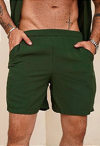 Shorts Viscose Verde Militar