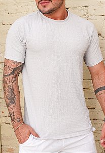Camiseta Texturizada Cinza Prateado