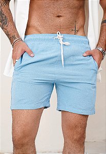 Shorts Alfaiataria Linho Azul Bebê