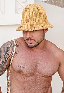 Chapéu Bucket Crochê Nude