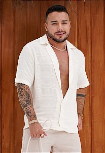 Camisa Linho Texturizada Off White