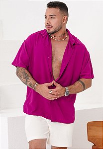 Camisa Oversized Viscose Fúcsia