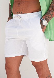 Shorts Alfaiataria Linho Branco