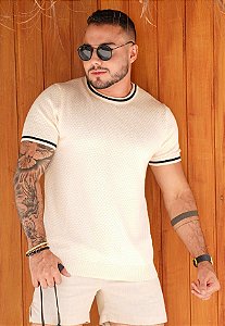 Camiseta Bicolor Tricot Creme