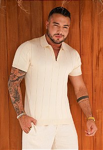 Camiseta Tricot Zíper Nude