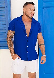 Camisa Viscose Azul Royal