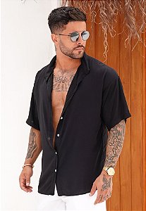 Camisa Oversized Viscose Preta