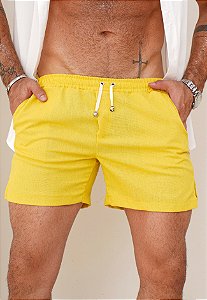 Mini Shorts Linho Amarelo