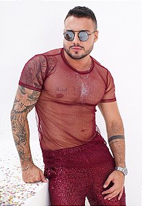 Camiseta Tule Vermelho Marsala
