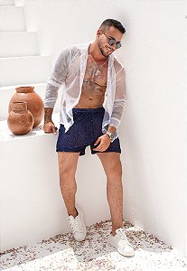 Camisa Tule Manga Longa Branca