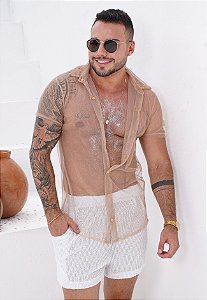 Camisa Tule Nude