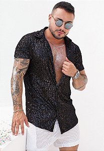 Camisa Paetê Preta