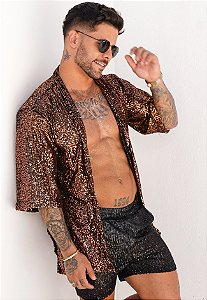 Kimono Paetê Dourado