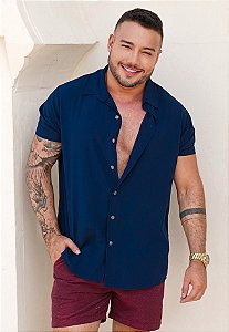 Camisa Viscose Azul Marinho