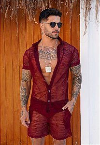 Conjunto Renda Vermelho Marsala