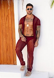 Conjunto Renda Vermelho Marsala
