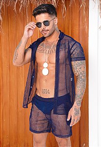 Conjunto Renda Azul Marinho