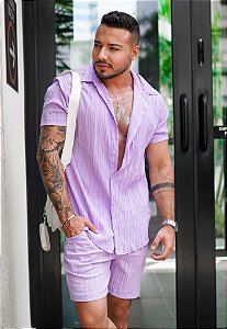Conjunto Plissado Lilás