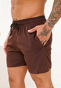 Shorts Tactel Marrom Café