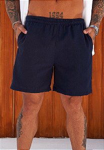 Shorts Linho Básico Azul Marinho