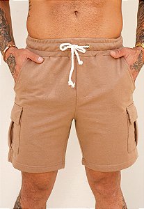 Shorts Moletinho Cargo Marrom