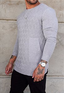 Blusa Tricot Modal Cinza