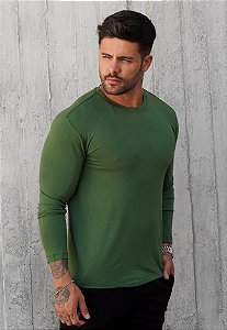 Blusa Segunda Pele Manga Longa Verde Militar