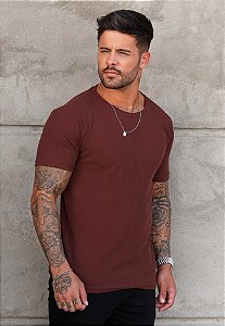 Camiseta Texturizada Marrom Café