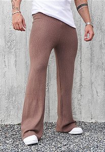 Calça Pantalona Tricot Marrom Cappuccino