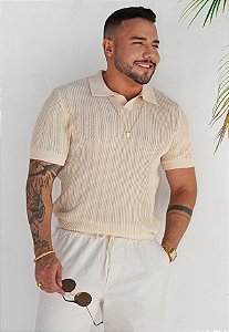 Camisa Polo Tricot Marfim