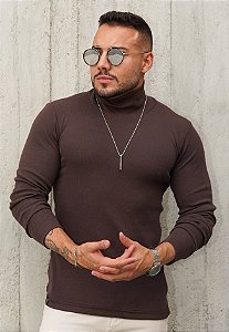 Blusa Gola Alta Marrom Café